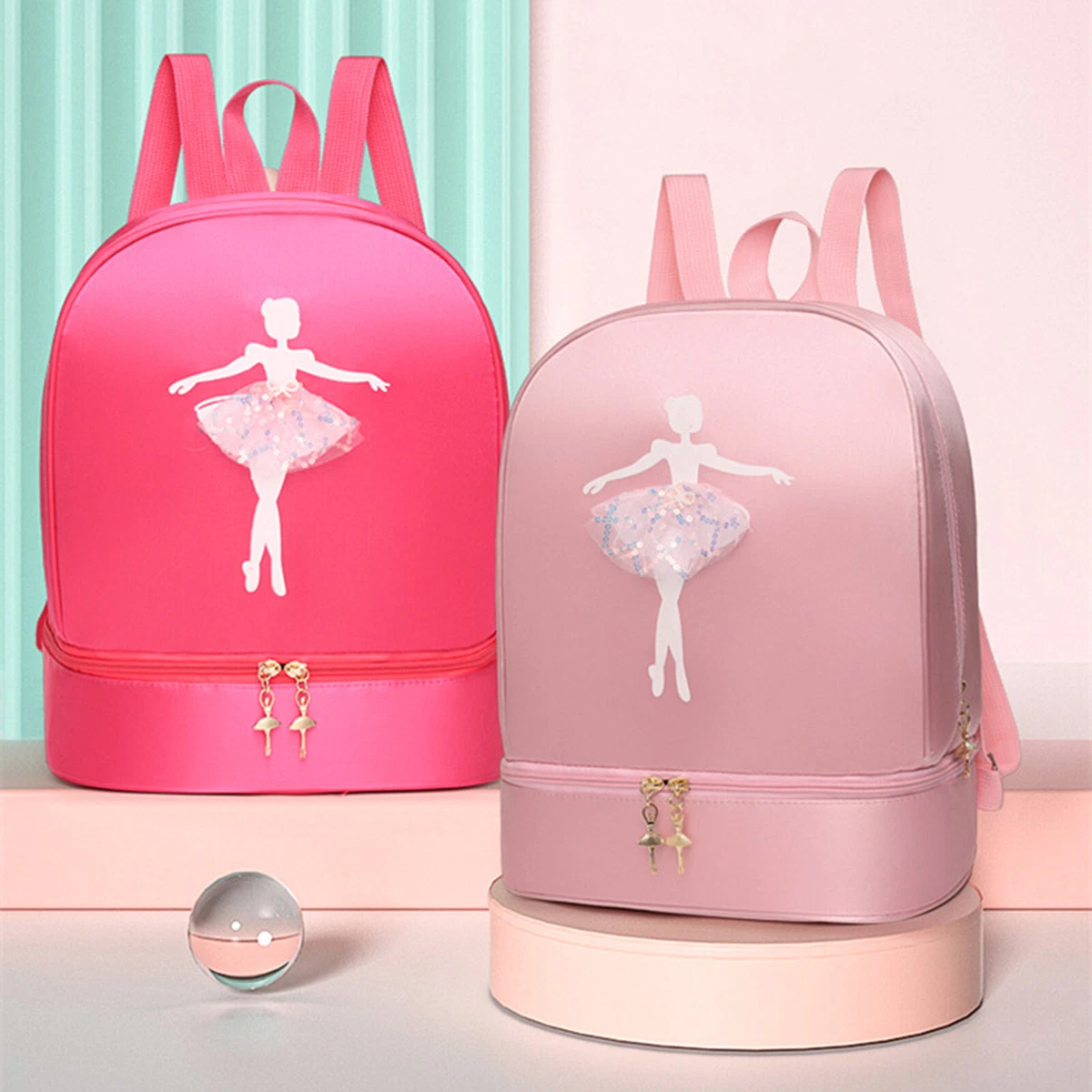 Girls Stylish Double Shoulder Dance Storage Backpack Latin Ballet Bag Gifts