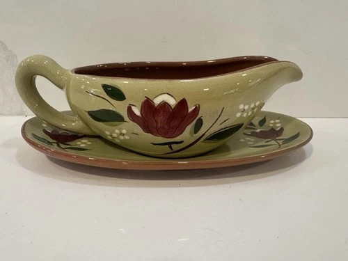 Stangl Pottery Gravy Boat & Tray Magnolia Vintage S14