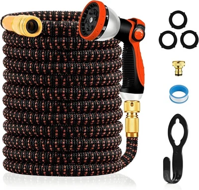 Tuyau Arrosage Extensible 30M Pistolet 10 Jets Raccords Métalliques - Photo 1/4