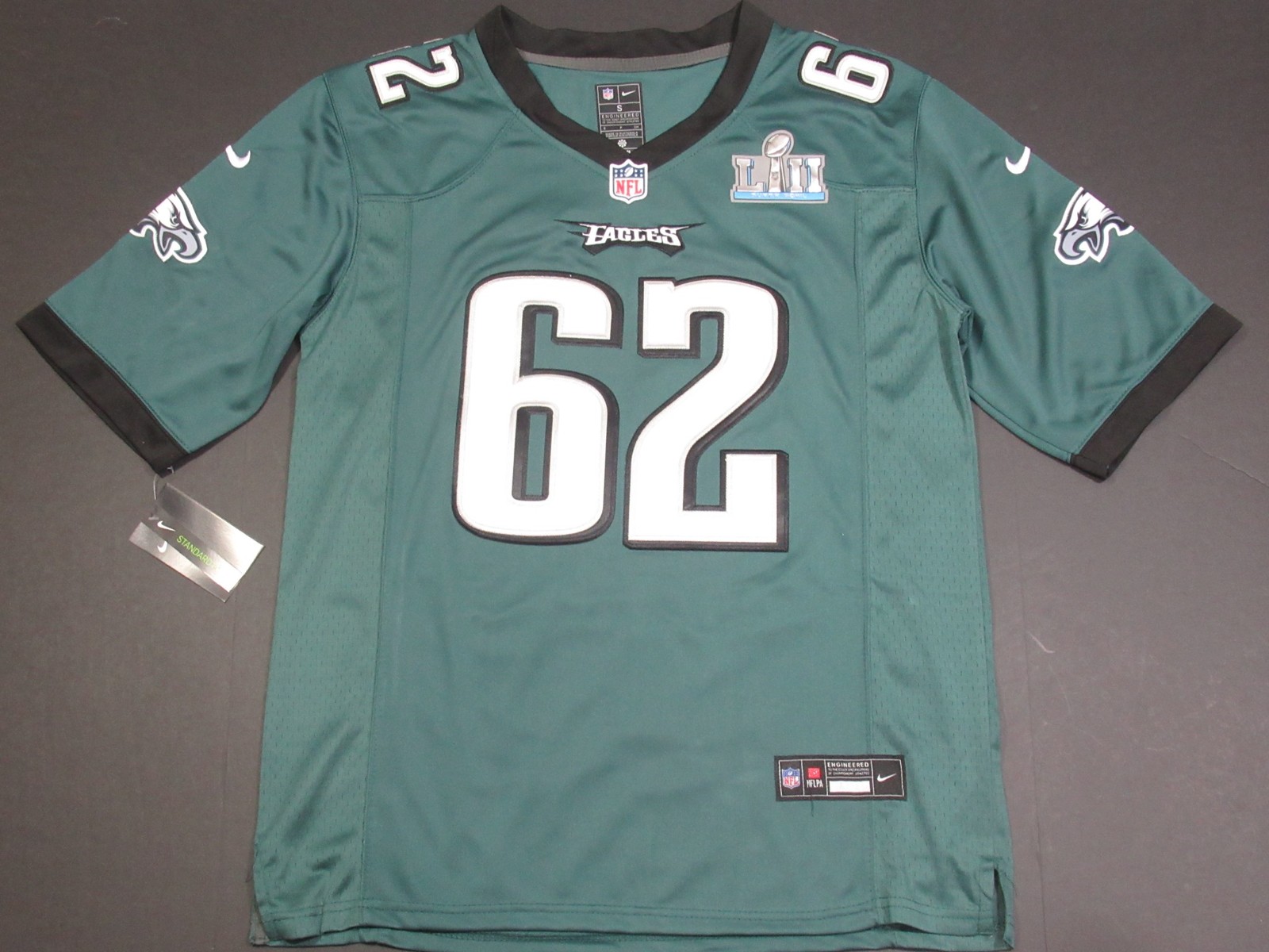 Jason Kelce #62 Philadelphia Eagles 2018 Super Bowl LII 52 Game Jersey Green