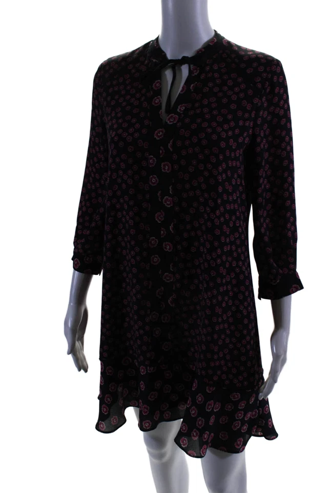 Vestido Whistles Mujer Estampado Floral Cuello Llave Línea A Negro Rosa Talla 4 Foto 2 de 4