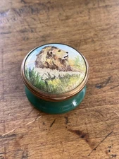 BILSTON & BATTERSEA ENAMELS Halcyon Days ~LION ~Hand Painted  Trinket Box