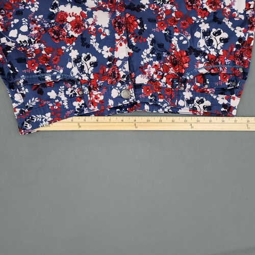 Bandolino Shorts Womens 14 High Rise Chino 5.5" Inseam Twill Floral Red Blue - Picture 4 of 12
