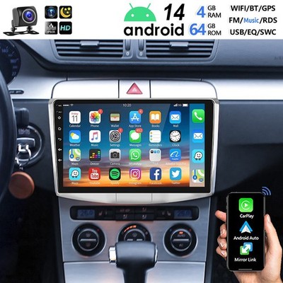 4+64G Android 14 Autoradio Carplay GPS RDS Kamera Für VW Passat B6 B7 CC Magotan