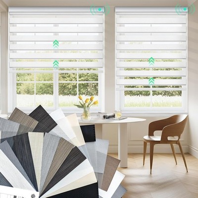 Motorized Zebra Shades for Indoor Windows, Roller Shades with Customized Size,