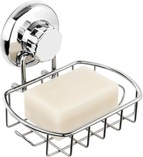 Bar Soap Holder for Shower Wall - Suction Cup Soap Dish with Hooks, Rustproof