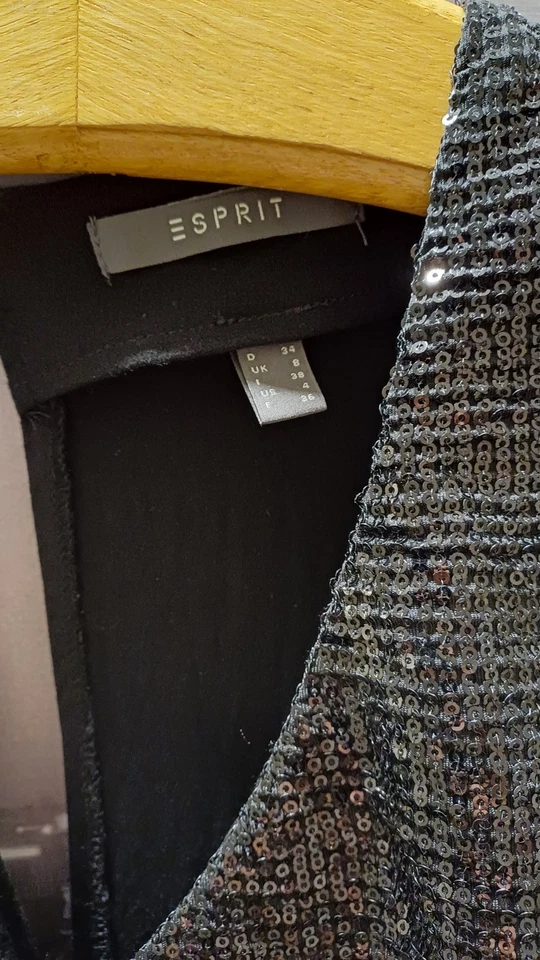 Esprit Jumpsuit Overall Damen Schwarz Gr. 36 mit Pailletten besetzt - Bild 4 von 4