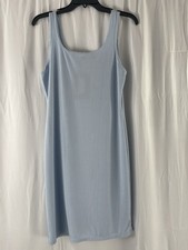 Prettylittlething Women’s Light Blue Ribbed Tank Dress Size 12 Lightweight  NWT