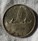 1960 Canadian Silver Dollar Coin Vintage Canada Authentic