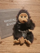 Hosung - Little Monkey Lost Chimps - 12" Thumb Sucking Squeaky Vintage Plush Toy