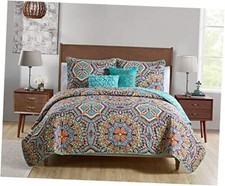 Yara Collection Quilt Set-Ultra-Soft Reversible Coverlet Twin/Twin XL Aqua