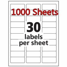 1 x 2 5/8 30000 Address Blank Labels Laser Ink Jet Mailing Adhesive 2.625 x 1