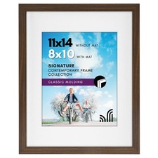 Americanflat 11x14 Walnut Picture Frame with Shatter-Resistant Glass for 8x10