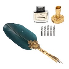 _Feather Pen And Ink Set With 5 Interchangeable Nibs For Student Retro Style