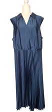 Eloquii Midi Dress With Pleated Skirt Navy Blue Size 20 Lightweight Flowy *READ 