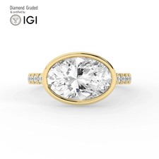 Oval Diamond Engagement Ring 14k Yellow Gold Labgrown 3.65 Ct Solitaire