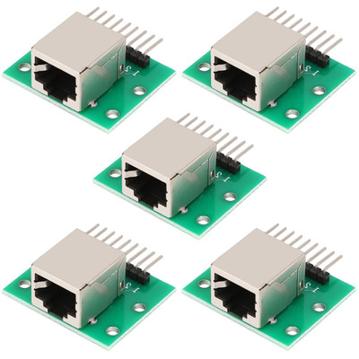 5 Pcs RJ45 8-Pin Breakout Board Kit with PCB Board and Pin Headers Network Port