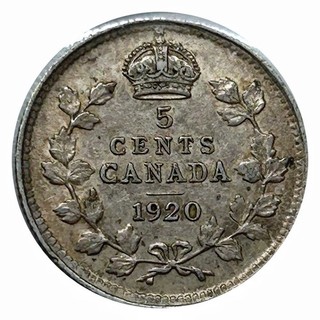 1920 Canada 5 Cent Silver Coin High Grade Extra Fine Rare Coin#0613