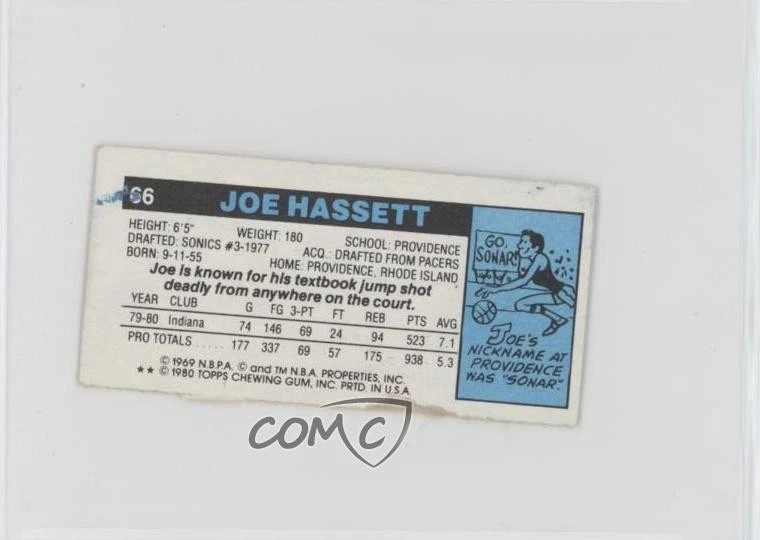 1980-81 Topps Separated Joe Hassett #66 Rookie RC - Image 2 of 2