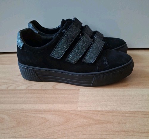 GABOR Damen Sneakers Schuhe Gr. 38,5 UK 5,5 Weite G Echtleder Schwarz Leder