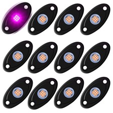 LY8 12 Pods Purple LED Rock Lights Neon Underglow Lamp for Car Truck SUV