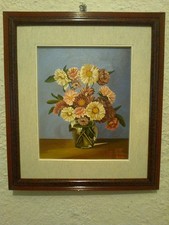 QUADRO CON  FIORI  DIPINTO A MANO OLIO SU TELA   45 x 40 cm