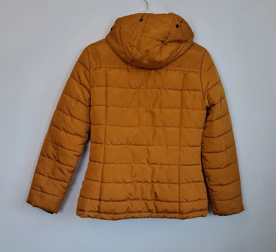 Casaco curto acolchoado acolchoado com capuz mostarda lisa tamanho 8 Papaya Puffer - Imagem 4 de 4