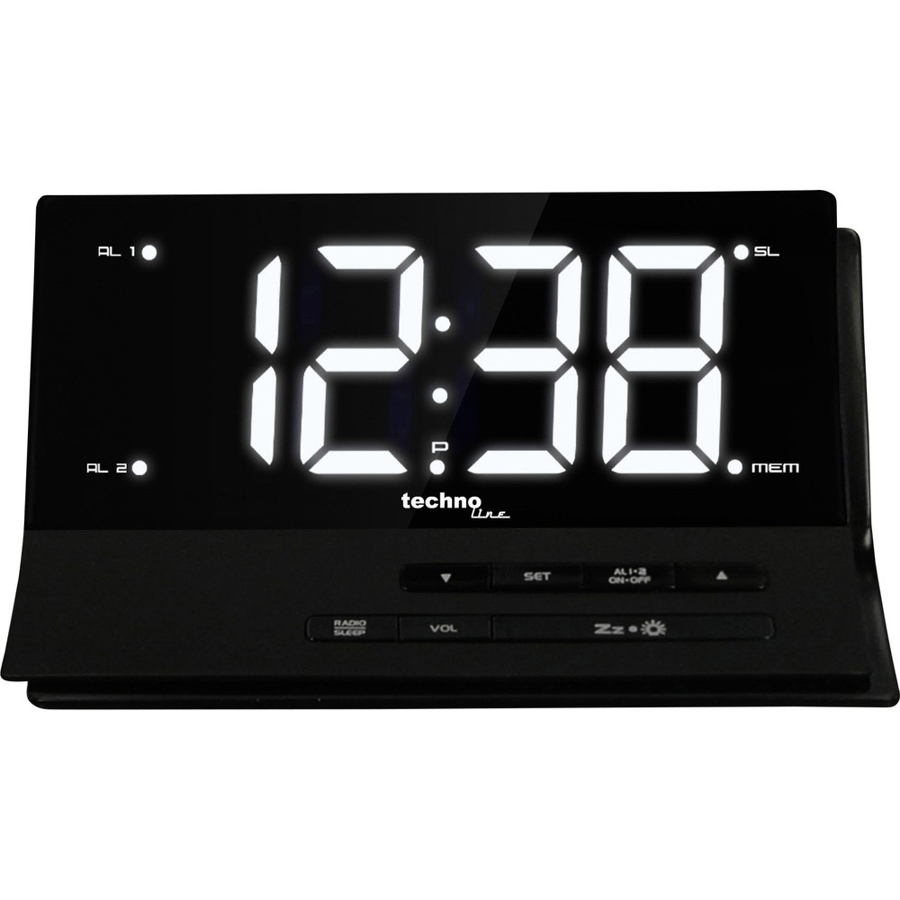 Techno Line WT 482 Funk Wecker Schwarz Alarmzeiten 2  2 Timerzeiten