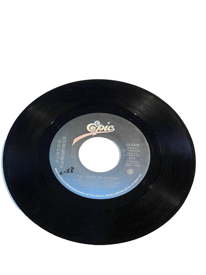 Burton Cummings - "Fine state of affairs" & "Had to be you" 7" 45 RPM (#51) - Image 2 of 3