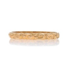 Yellow Gold Vintage Scroll Baby Ring - 10k Flower Garland Midi Child's Band