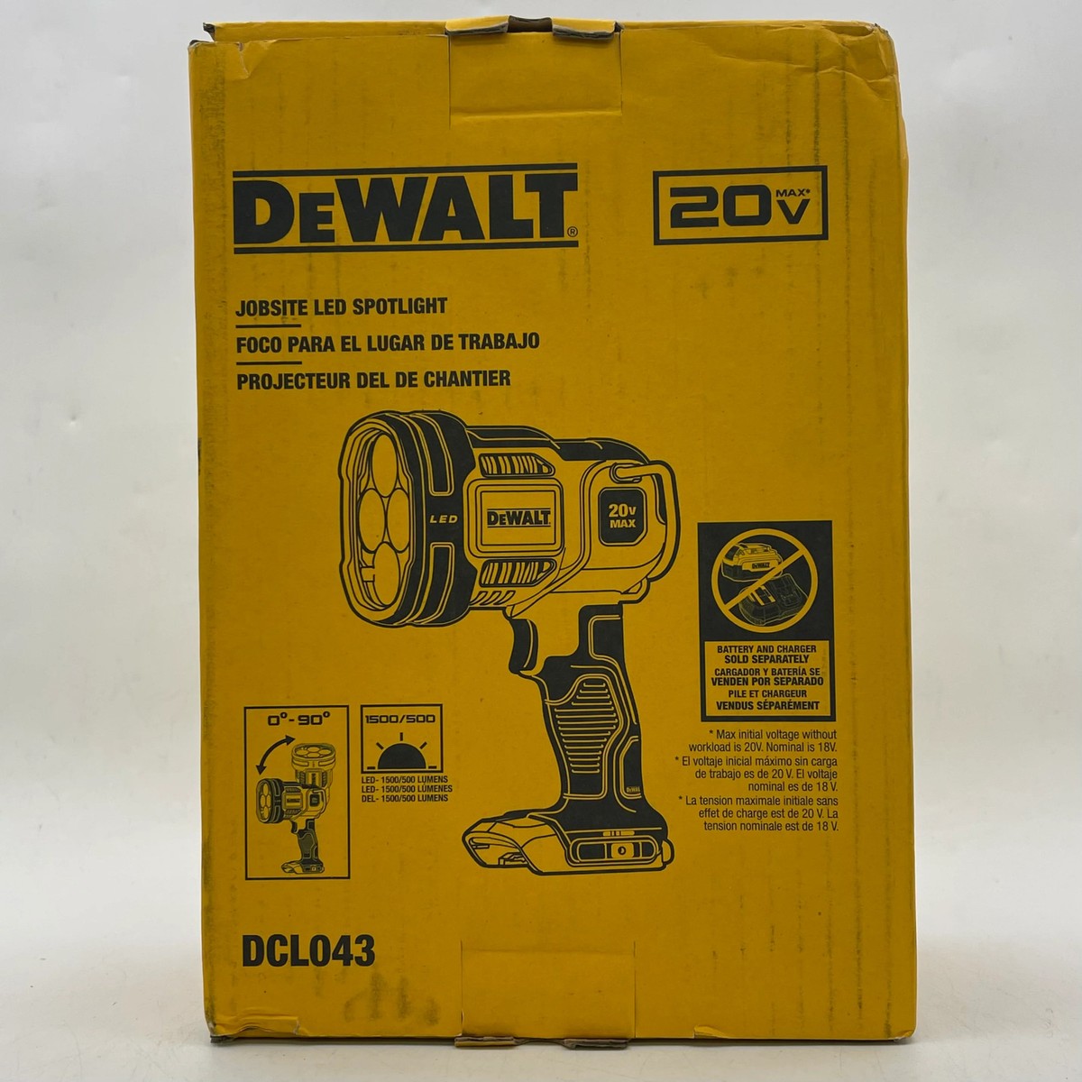 DEWALT DCL043 20V MAX Jobsite LED Spotlight - Yellow (Body Only