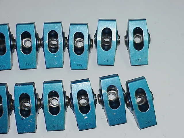 16 Blue 1.5 Aluminum Roller Rocker Arms with 7/16