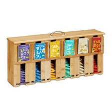 Teebox Teebeutelspender Tee-Organizer Teebeutelbox Teekiste 6 Fächer Bambus