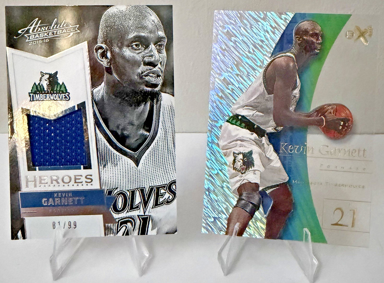 Panini & SkyBox Kevin Garnett Lot (2) Timberwolves Heroes EX Game-Worn Cards