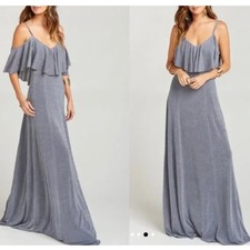 NWT Show Me Your Mumu Renee Ruffle Maxi Dress in Dancing Queen Shine Smoke