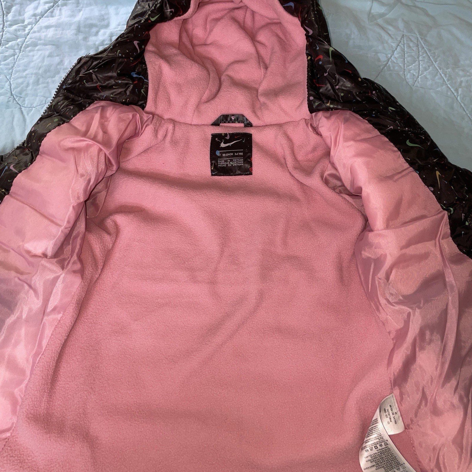 SACAI X NIKE Giacca Nike bambina taglia 4T nera con logo swoosh puffer coat