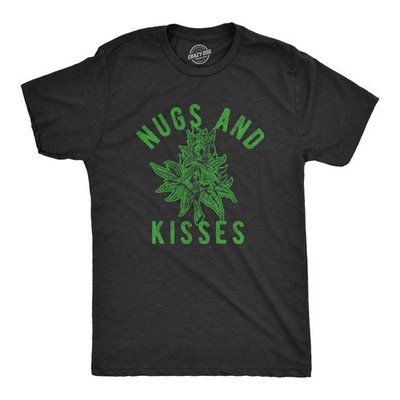 Mens Nugs and Kisses T Shirt Funny 420 Pot Lovers Weed Graphic Sarcastic Tee for