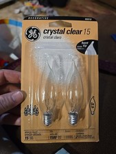 2ct GE LIGHTING Bent Tip Candelabra Bulb 15W 120V Crystal Clear NIPS Ca Type