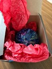 Hand Blown Glass Ornament Blue, White and Neutral Swirl Ignis Chattanooga Studio — photo 7
