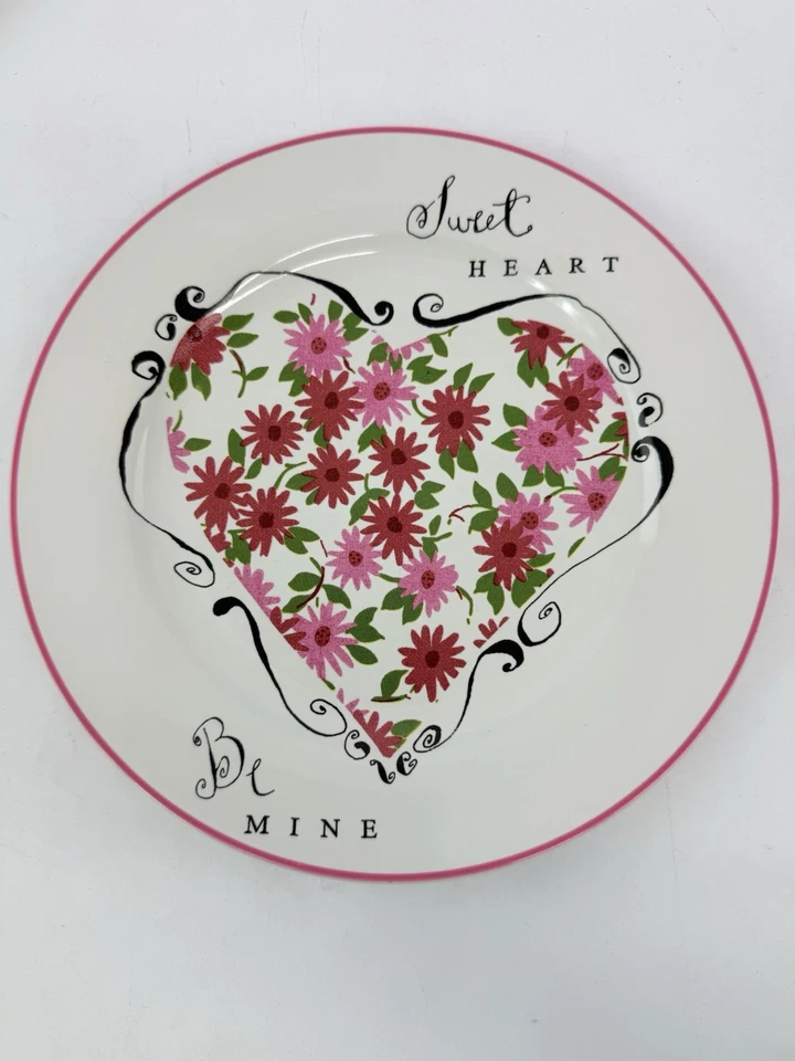 Juego De Colección De 8 Platos Rosanna Studio Plato De San Valentín 8" Años 90’s Flores Borde Rosa Foto 4 de 4