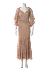 mac duggal Authentic Pink Lace Evening Gown Short Sleeve 12 Large