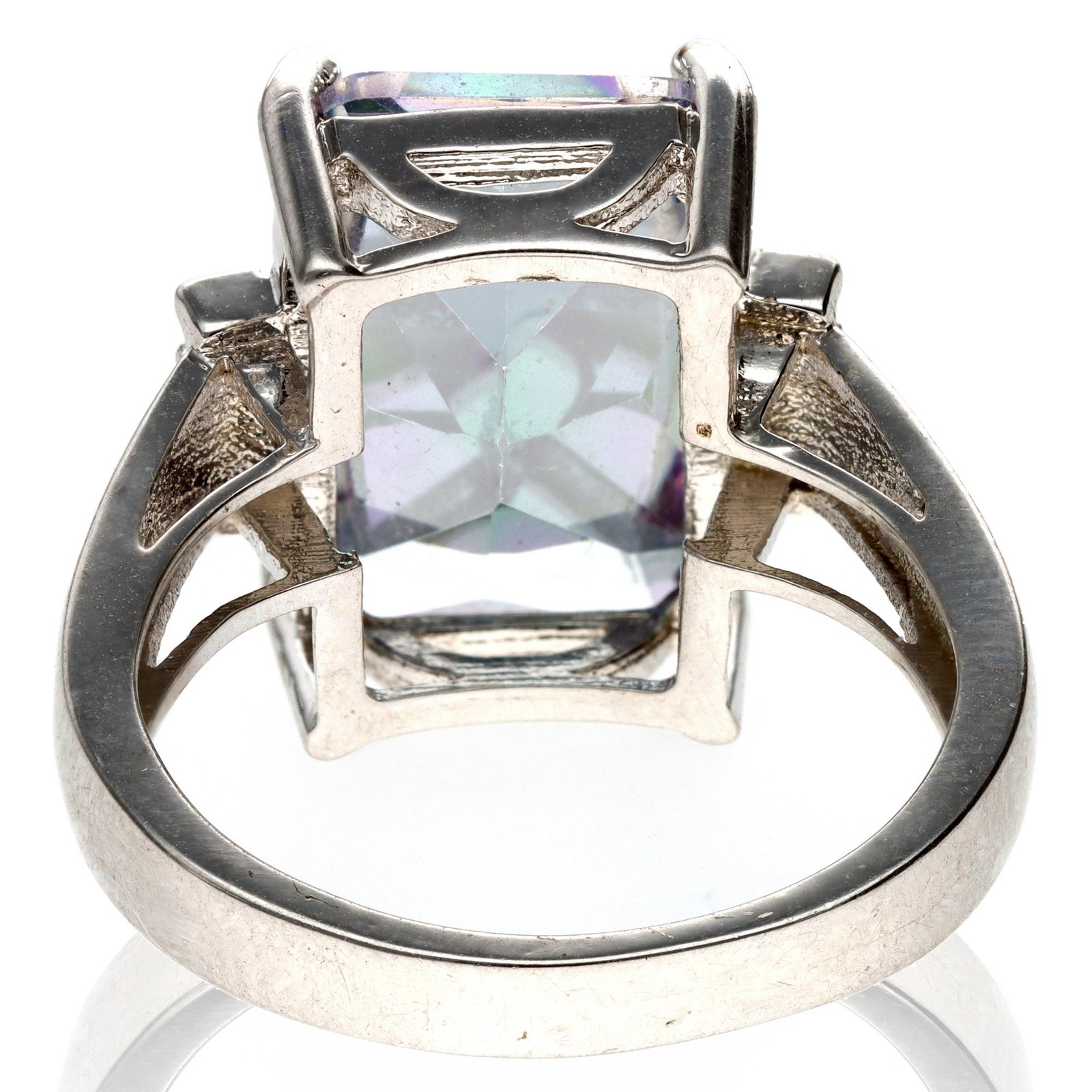 Large Rainbow Vitrail Statement Ring, Emerald Cut… - image 3