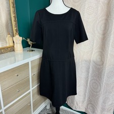 Ann Taylor Black Short Sleeve A-Line Shift Mini Dress Sz 12 Petite