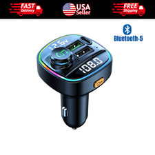 Bluetooth 5.0 Car Wireless FM Transmitter Adapter USB PD Charger AUX Hands Free 