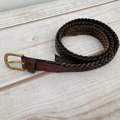 Brighton Brown Woven Leather Belt with Brass Buckel - Size 36 Brighton Brown Leather Braided Belt With Solid Brass Buckle  main image 3