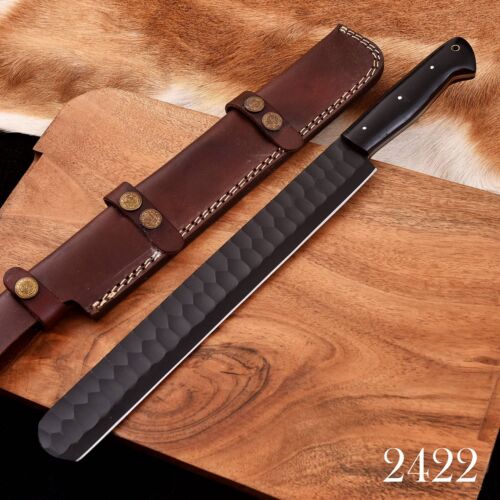 15"CUSTOM HAND FORGED D2 STEEL BUTCHER/BRISKET CHEF KNIFE +SHEATH 2422