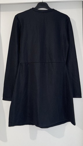 ZARA BLACK ROUND NECK SHORT OTTOMAN BUTTON-UP DRESS SIZE M BNWT - Picture 7 of 8