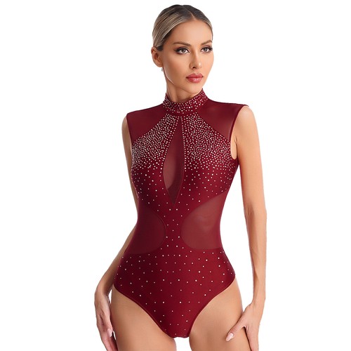 Women Rhinestones Lyrical Leotard Dance Performance Costume Gymnastics AU - Picture 4 of 97