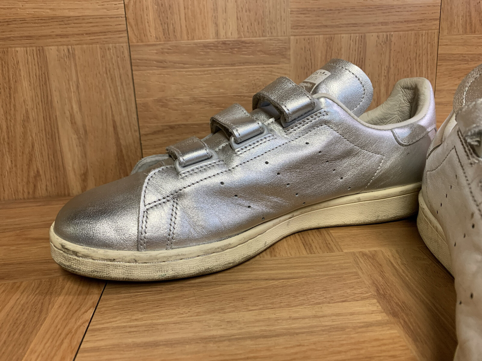 RARE🔥 Adidas Stan Smith CF NIGO Triple Strap Silver Leather Sz 10 Men's B26561 image 5
