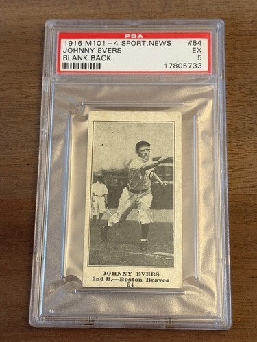 Johnny Evers [Blank Back] #54 1916 M101 4 Sporting News card
